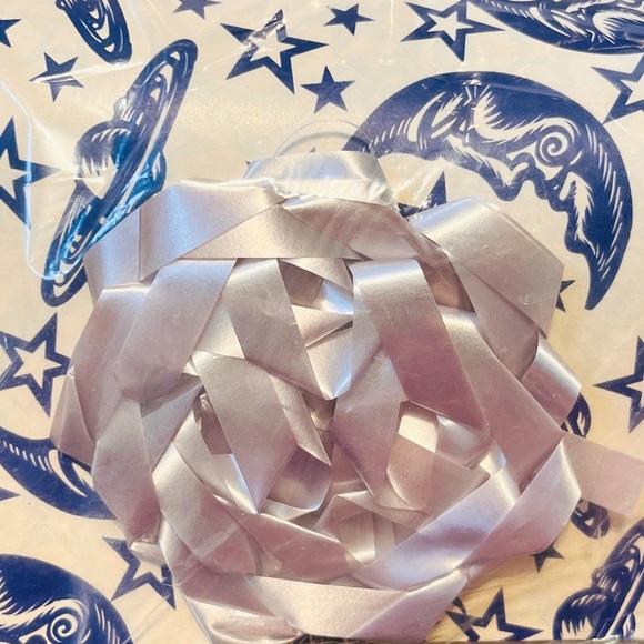 Vintage Celestial Wrapping Paper Moon Sun Planet Saturn Star Sky Creme Blue Bow - Picture 7 of 9